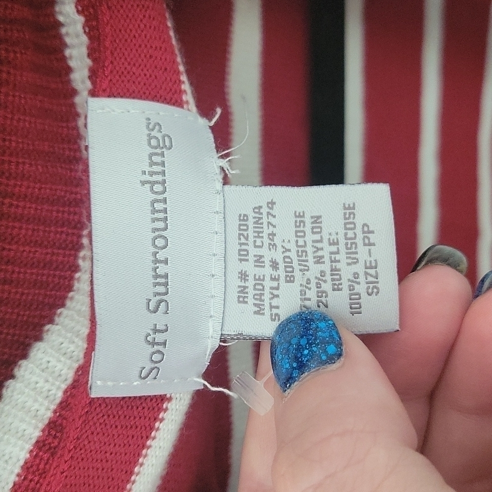 Soft Surroundings-Red Stripe Open Front Knit Card… - image 3